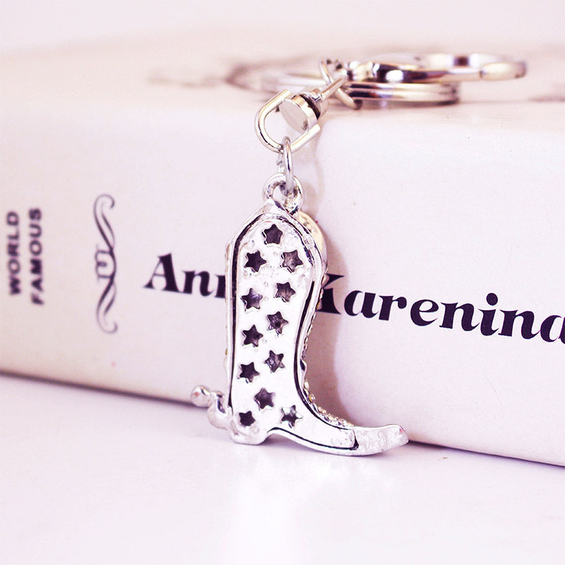 Wholesale Diamond Studded Crystal Boots Shoes Car Zinc Alloy Keychains
